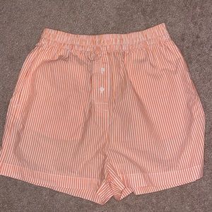 h&m orange and white striped shorts